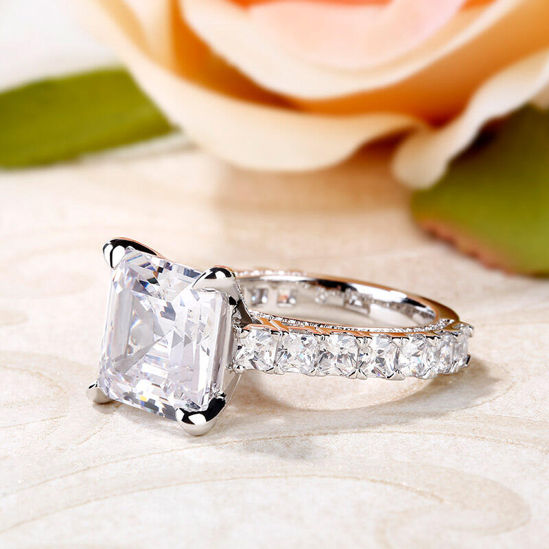 Jeulia Classic Asscher Cut Sterling Silver Ring