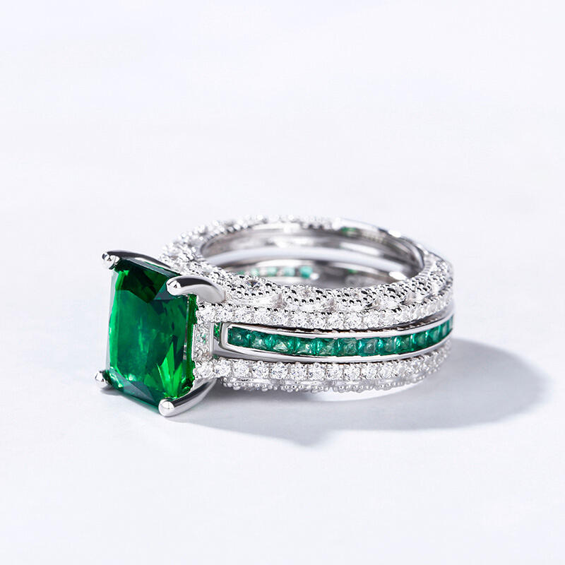 Jeulia Interchangeable Radiant Cut Sterling Silver Ring Set