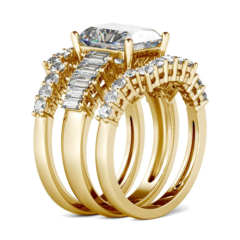 3SZT Zestaw Pierścionków Srebrnych z Szlifem Promienistym