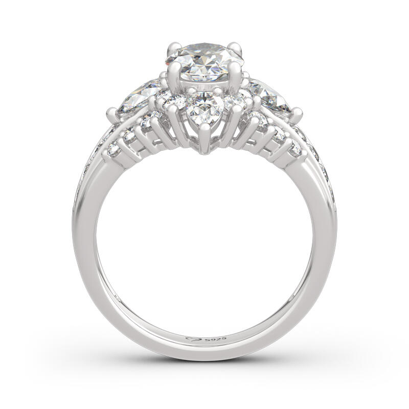 Jeulia Unique Halo Oval Cut Sterling Silver Ring