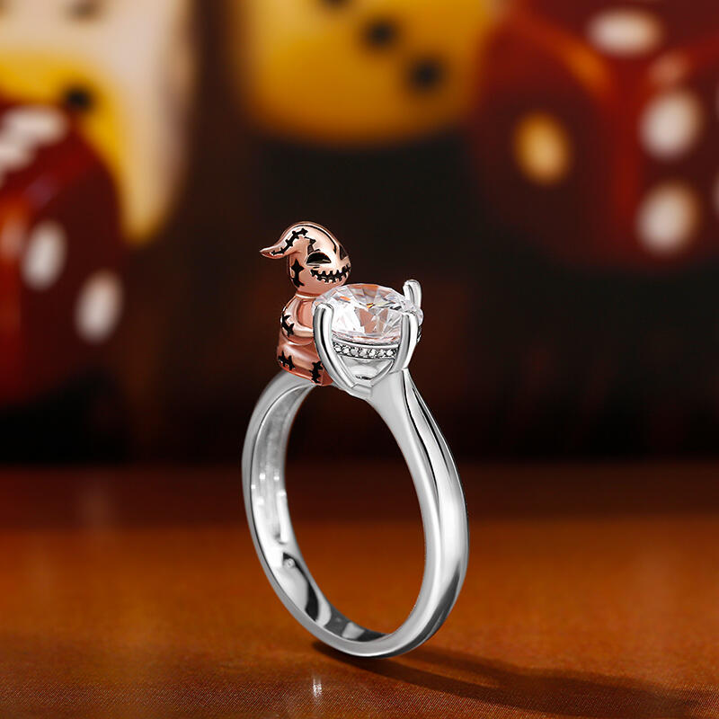 Jeulia Hug Me "Dzień Króla Bugu” Okrągłe Cięcie Srebrny Pierścionek