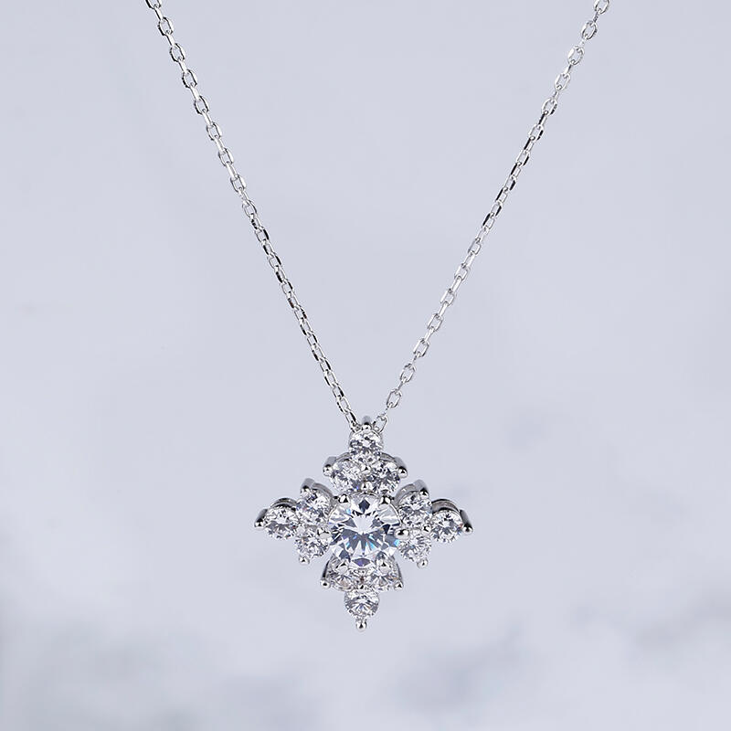 Jeulia Funkelnd Cluster Rundschliff Sterling Silber Halskette