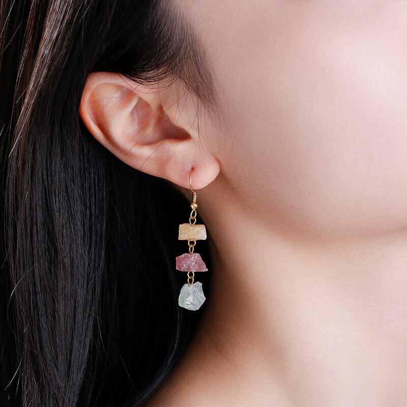 Jeulia "Surrounded by Love" Irregular Raw Crystal Drop Earrings