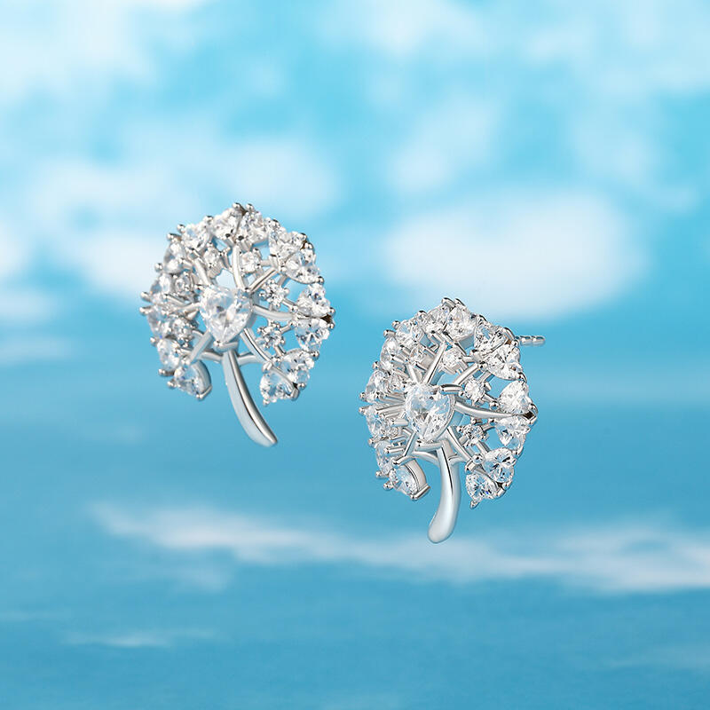 Jeulia "Seeds of Love" Dandelion Sterling Silver Earrings