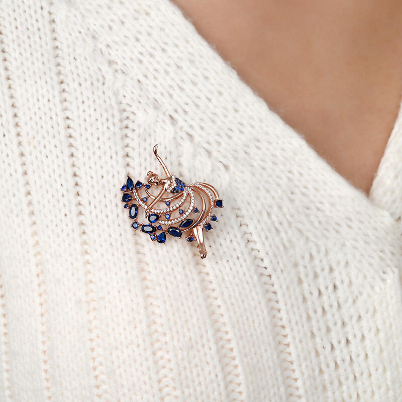 Jeulia "Dancing Girl" Sterling Silver Brooch