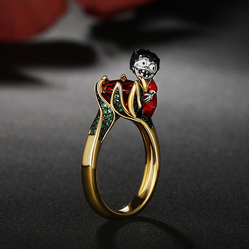 Jeulia Hug Me "Mr. Zombie" Round Cut Sterling Silver Ring