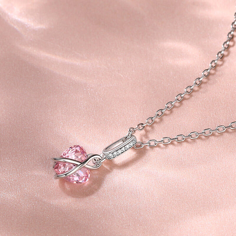 Jeulia "Eternal Love" Heart Cut Sterling Silver Necklace with Birthstones