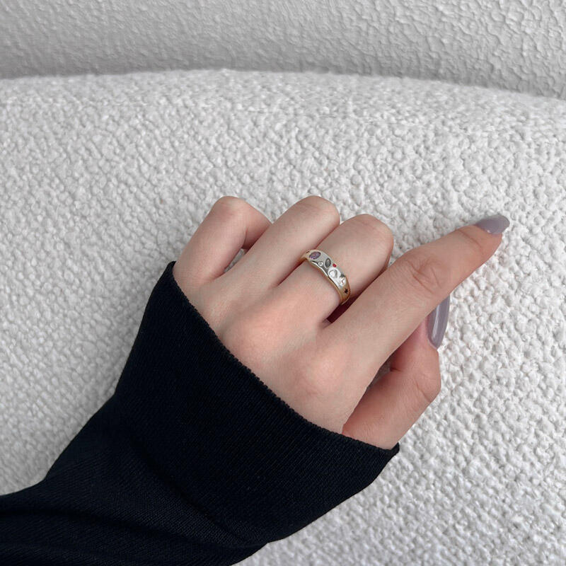 Jeulia Contrast Color Design Sterling Silver Open Women's Band