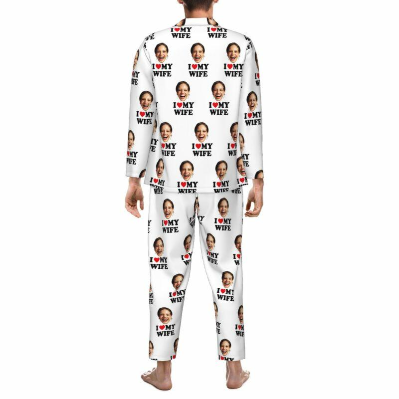 Personalized Pajamas Custom Photo I Love My Wife Attractive Anniversary Gift for Husband Wife