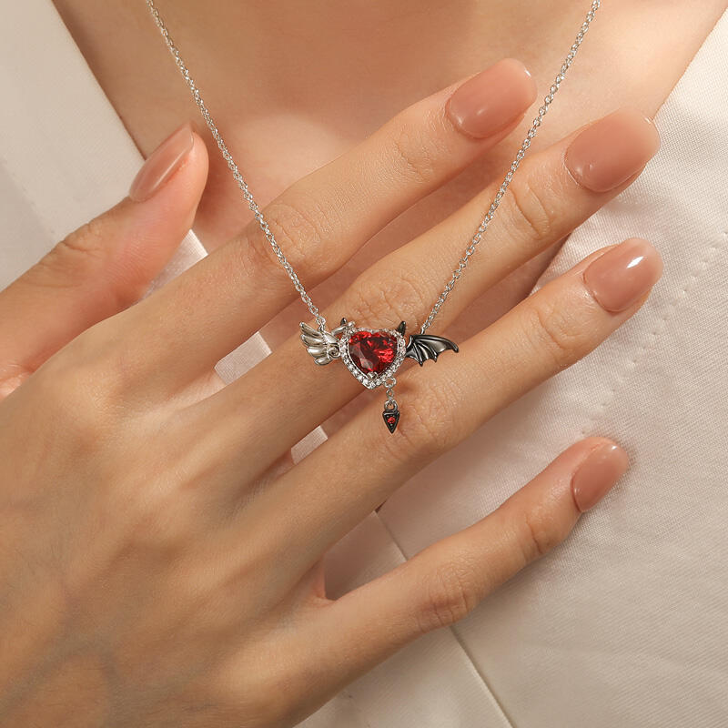 Jeulia “Angels and Demons” Wing Heart Necklace
