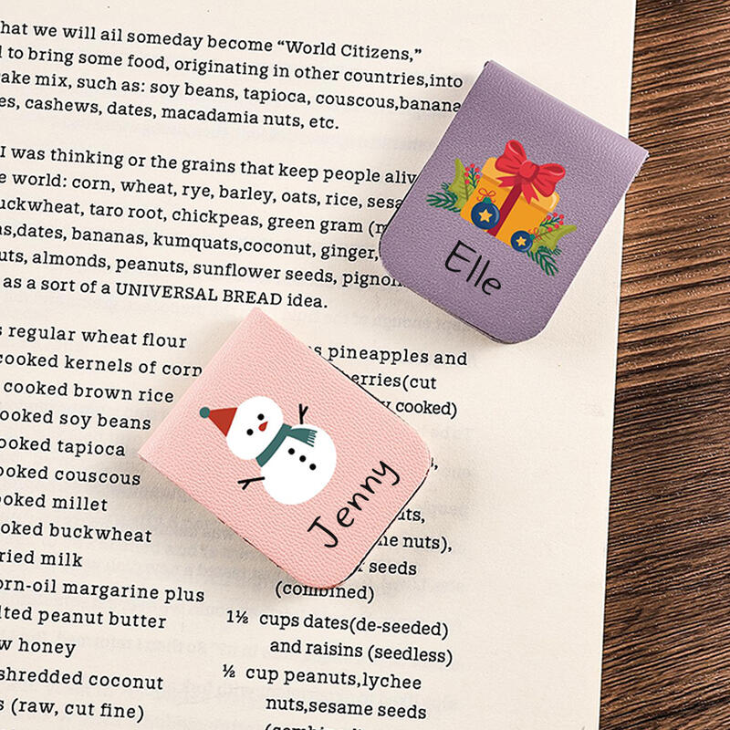 Personlig läderbokmärke Anpassat magnetiskt bokmärke med namn Julklapp till vänner