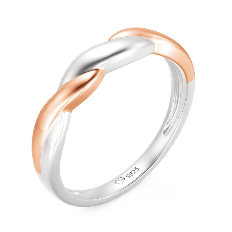 Jeulia Amore Two Tone Twist Ring for Men Sterling Silver