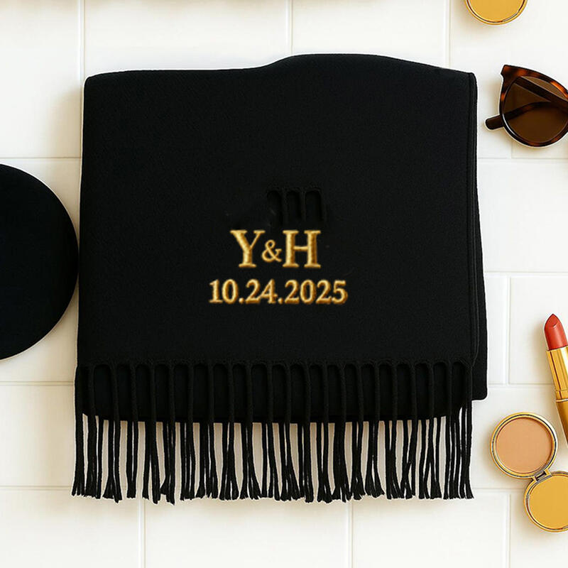 Personalized Scarves with Embroidered Letters and Date Couple Scarves for Anniversaries