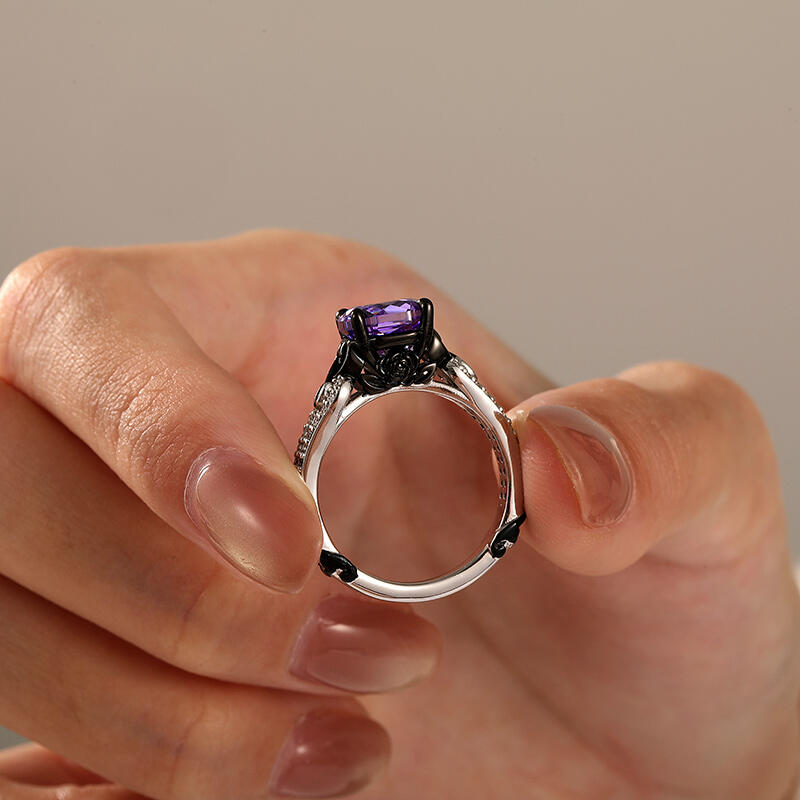 Jeulia Fashion Two Tone Infinity Rose Cut Purple Stone Ring