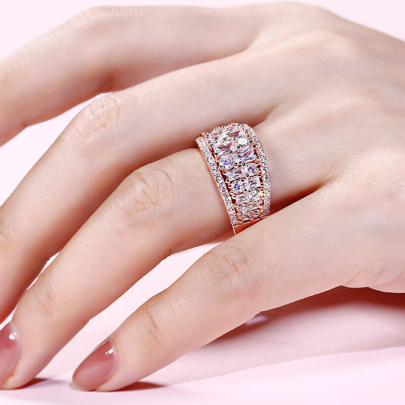 Jeulia Wide Shank Sterling Silver Women's Band