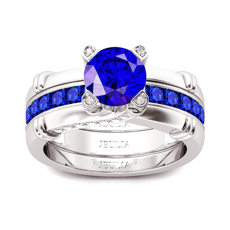 Jeulia Knot Round Cut Sterling Silver Interchangeable Ring Set