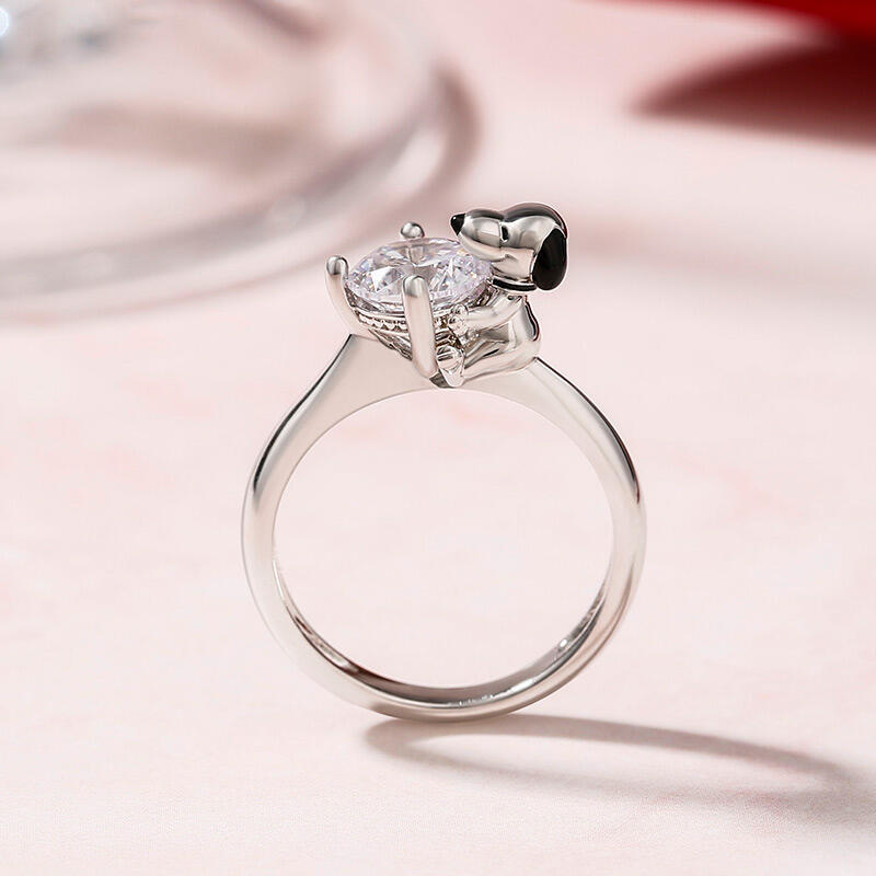 Jeulia Hug Me "Live in the Present" valp med runda snitt i sterlingsilver