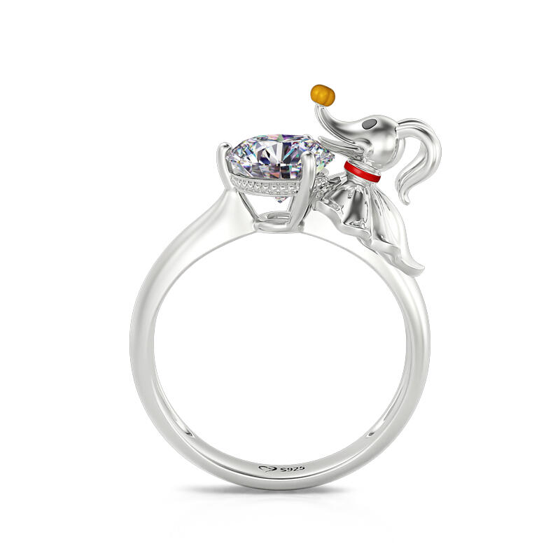 Jeulia Hug Me "Ghost Dog" Round Cut Sterling Silver Ring