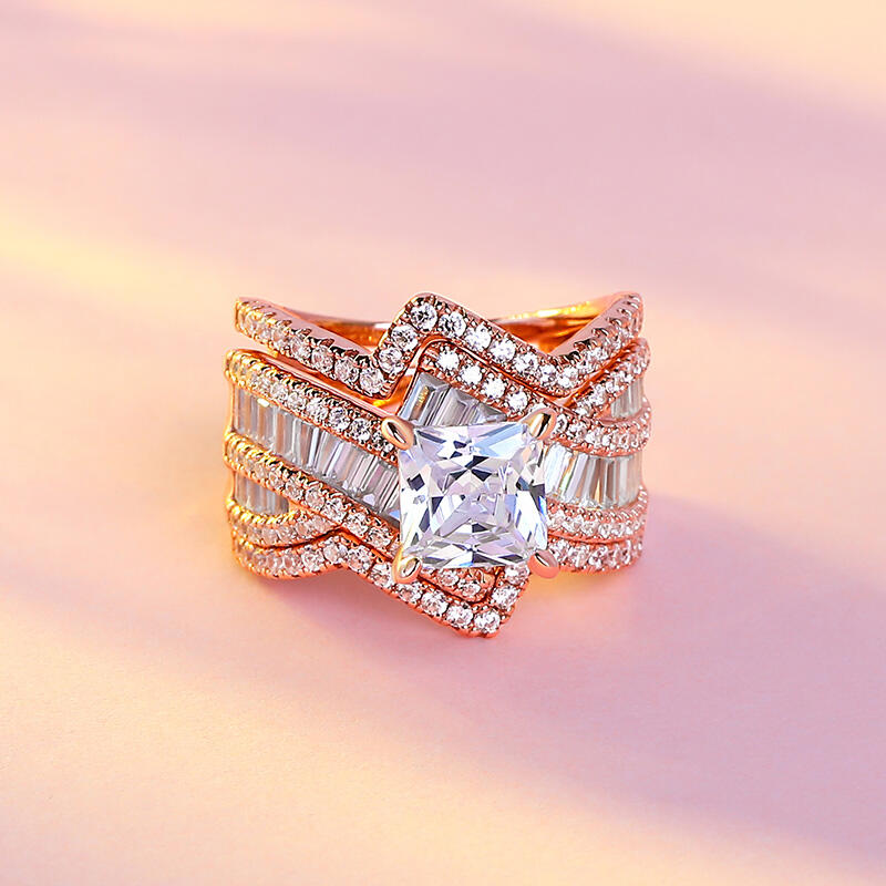 Jeulia Anillo de plata de ley con corte de princesa