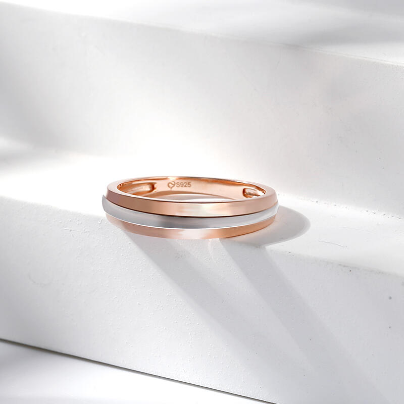 Jeulia Two Tone Sterling Silver Men's Band