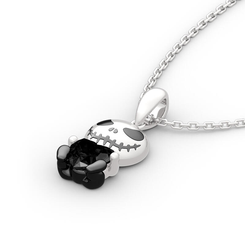 Jeulia Hug Me "Love Confession" Skull Heart Cut Sterling Silver Necklace