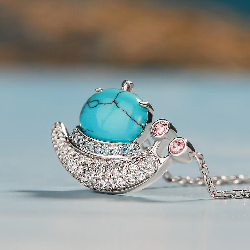 Jeulia 蝸牛 デザイン トルコ石 シルバー ネックレス