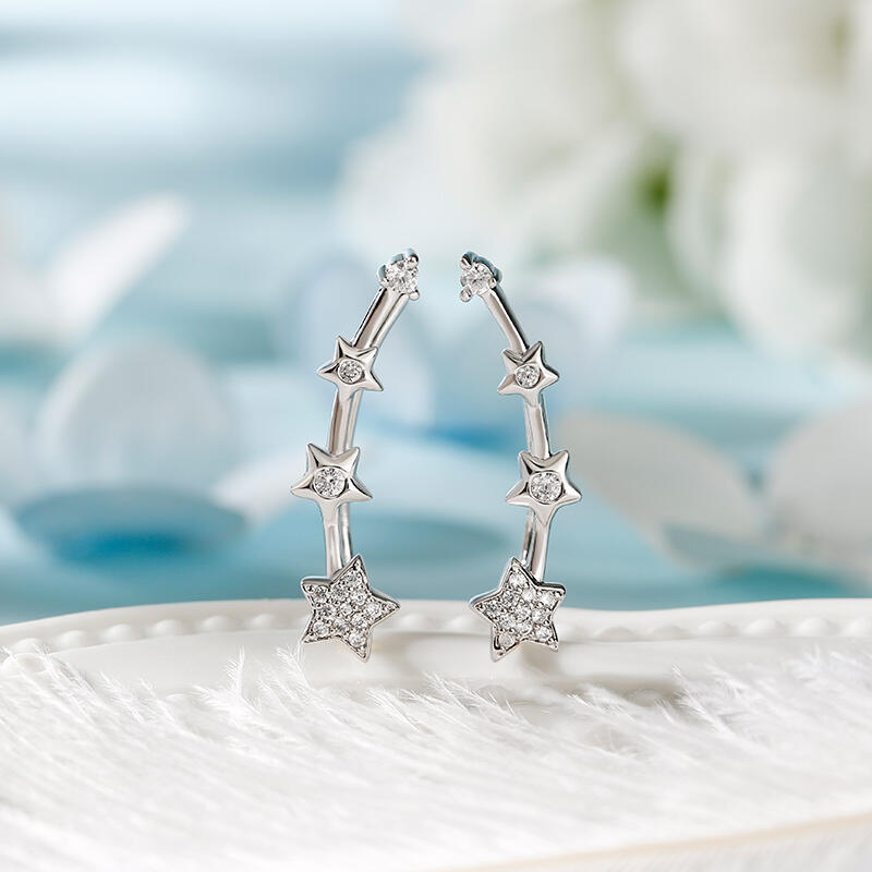 جوليا أقراط المتسلقة الفضة الإسترليني مع نجوم