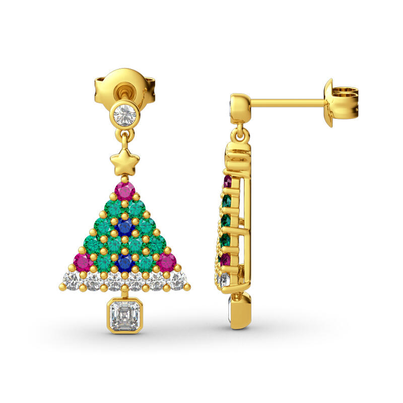 Jeulia "Christmas Tree" Round Cut Sterling Silver Earrings