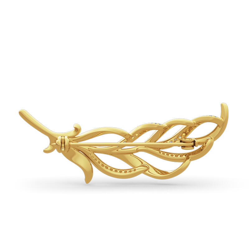 Jeulia Leaf Design Sterling Silver Brooch