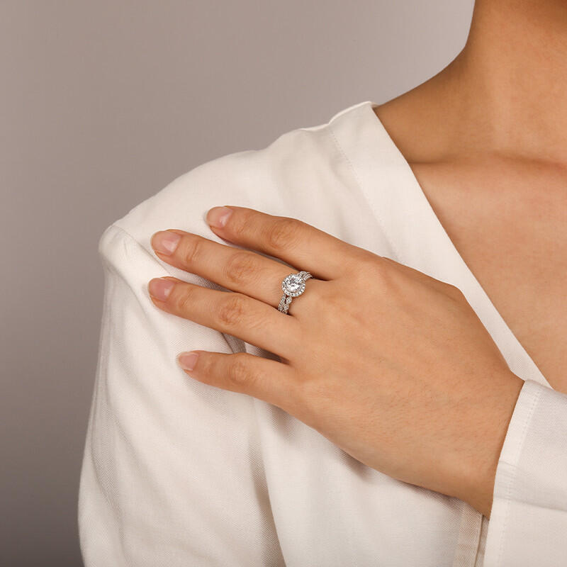 "Always Together" Round Cut Halo Engagement Ring