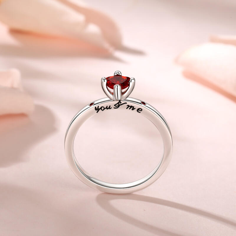 Jeulia Anillo de Compromiso de Corazón Tú y Yo Plata Esterlina