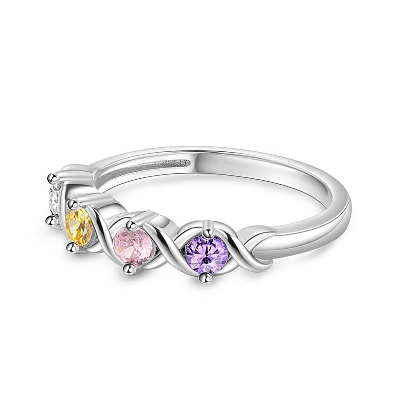 Jeulia "Infinite Love" Family Ring with Birthstones Sterling Silver