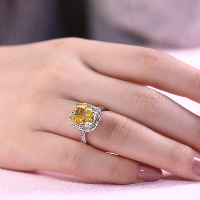 Jeulia Halo Fat Oblong Sterling Silver Ring