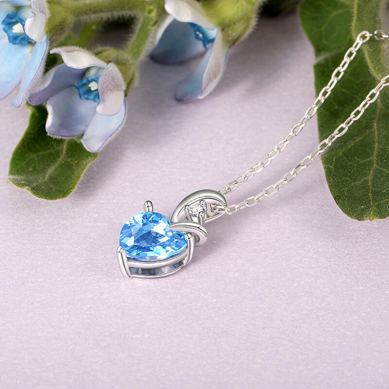 Jeulia Twist Personalized Heart Necklace with Two Birthstones