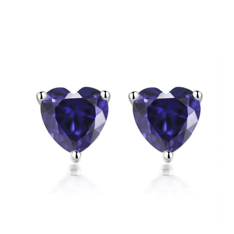 Jeulia Boucles d'Oreilles Clous de Cœur Solitaires Simples avec Pierre de Naissance