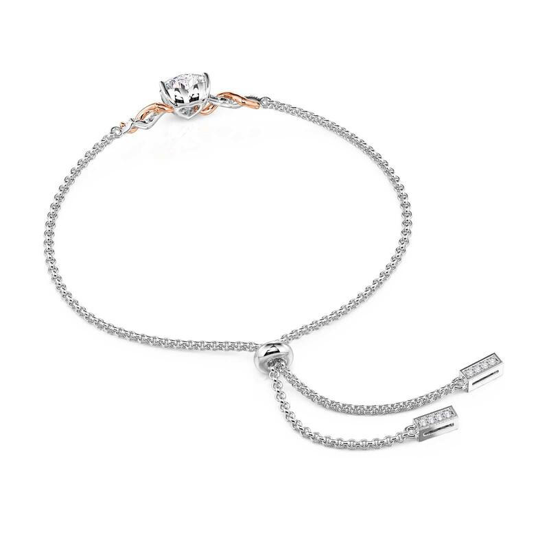 Jeulia Amore Bracelet Cœur Personnalisé à Vigne Épineuse avec Pierre de Naissance