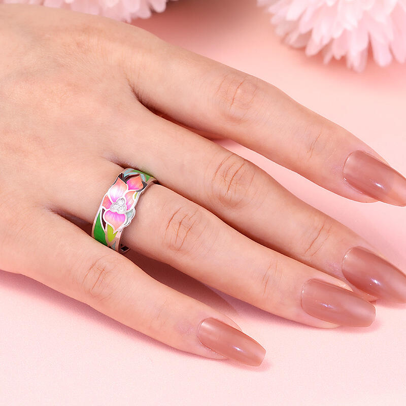 Jeulia "Young Dreamer" Enamel Sterling Silver Women's Band