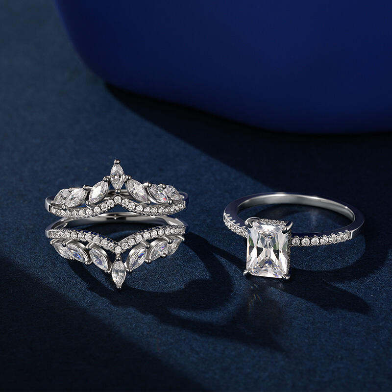 Jeulia Olivetta Symmetry Radiant Cut Enhancer Ring Set