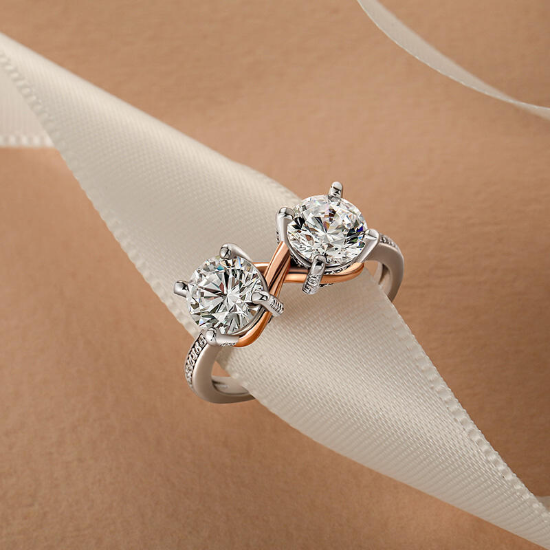 Jeulia Two Tone Two Stone Infinity Engagement Ring