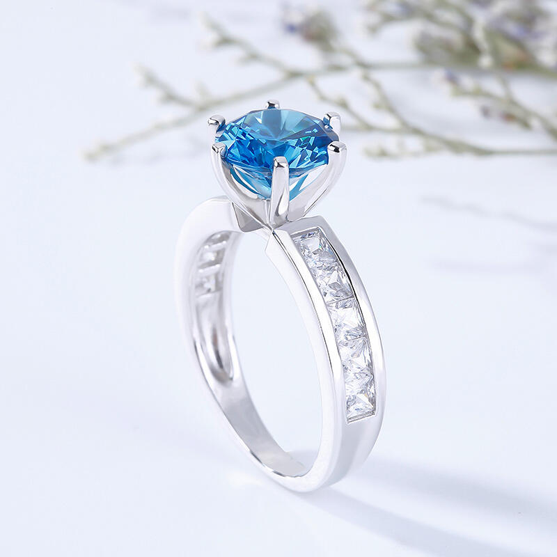 Jeulia Invisible Setting Round Cut Sterling Silver Ring