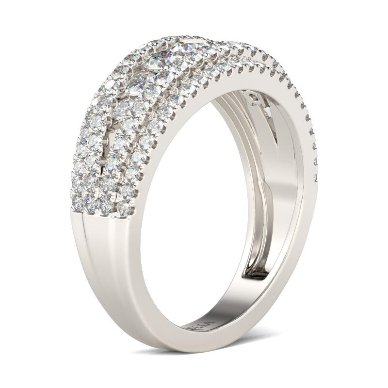 Jeulia Split Shank Round Cut Sterling Silver Women's Band