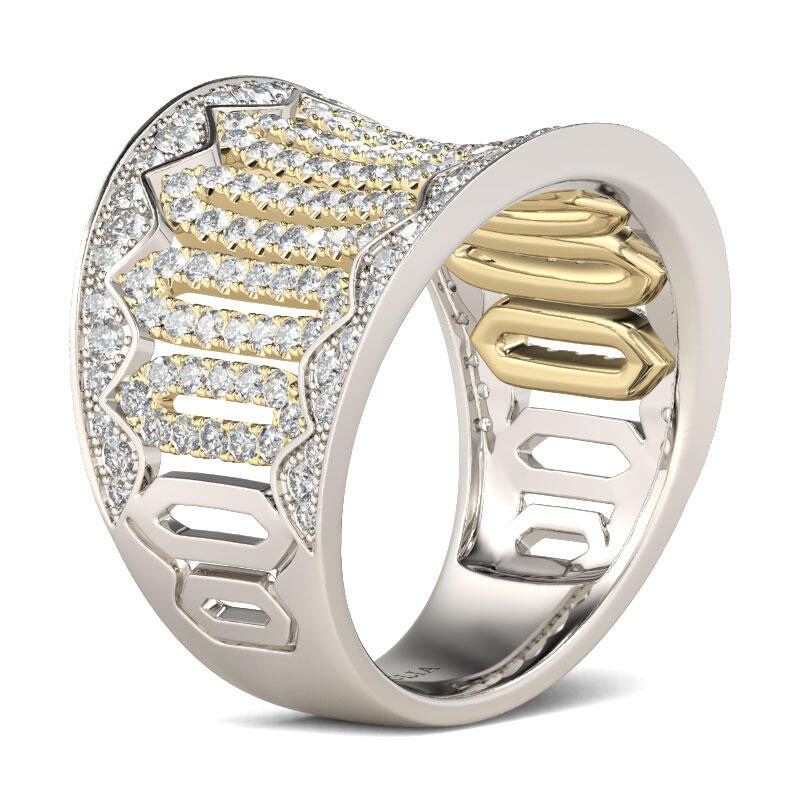 Jeulia Two Tone Sterling Silver Women's Band