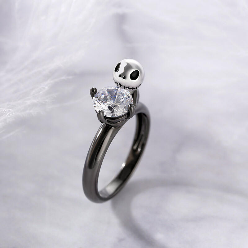 Jeulia Hug Me "Pumpkin King" Bague En Argent Sterling Avec Design De Crâne Et Taille Ronde