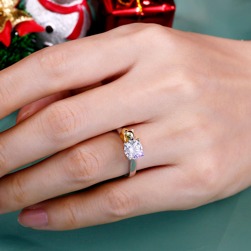 Jeulia Hug Me "Queen's Corgi" Round Cut Sterling Silver Ring