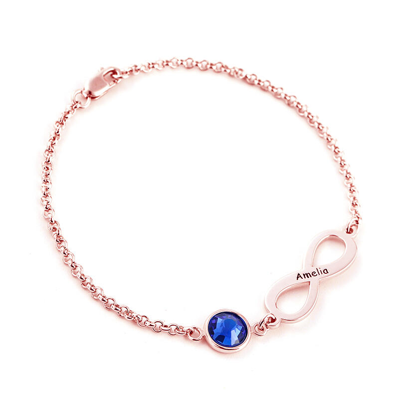 インフィニティ 誕生石 刻印 ブレスレット オーダーメイド