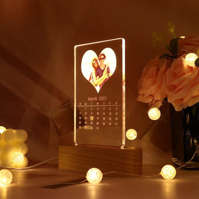 Personalized Photo Calendar Acrylic Night Light