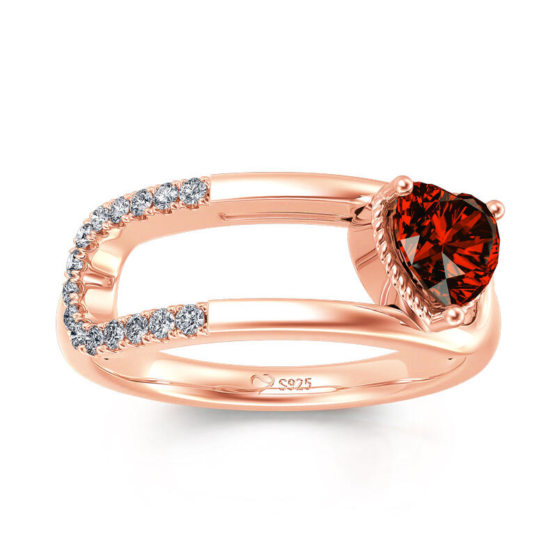 Jeulia Anillo compromiso de plata de ley con corte de corazón
