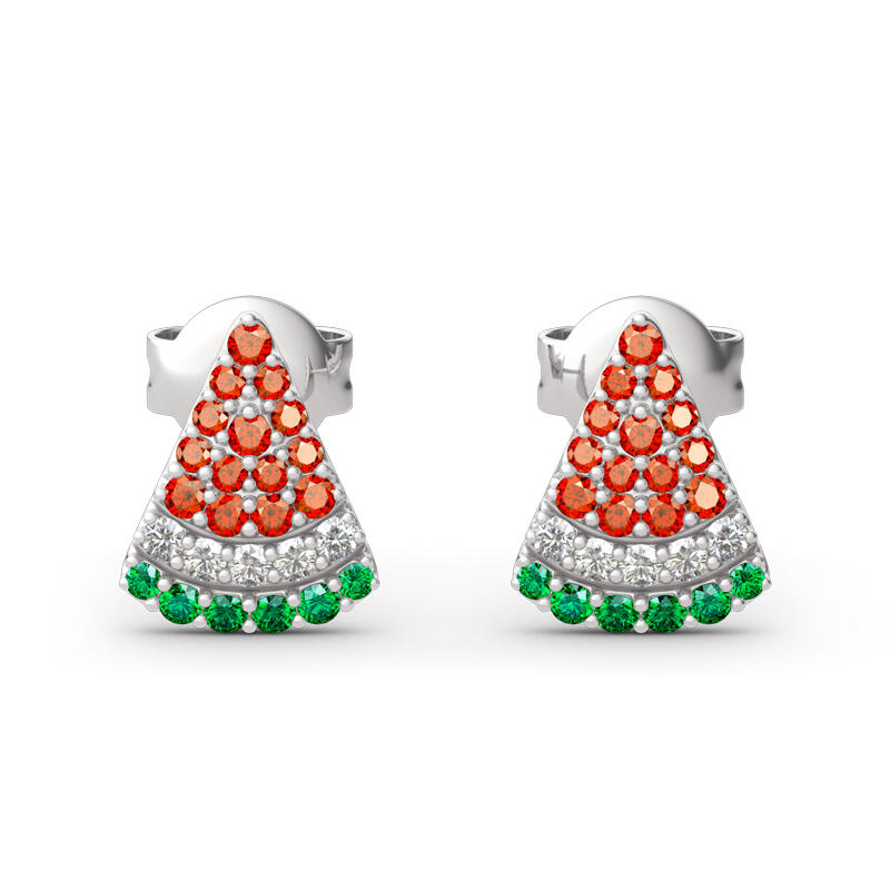 Jeulia "Summer Fruit" Watermelon Design Sterling Silver Earrings