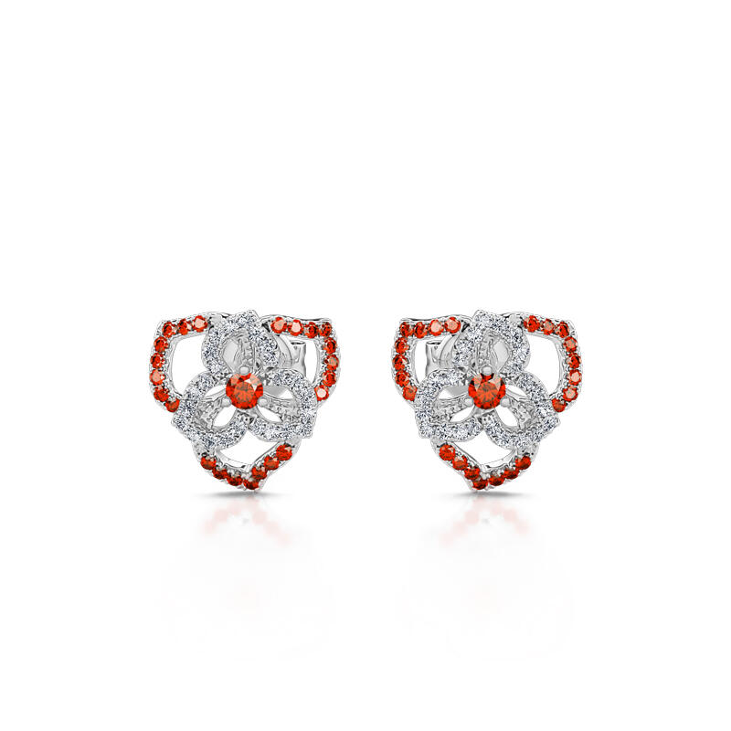 Jeulia "Love Never Die" Heart Petals Flower Sterling Silver Stud Earrings