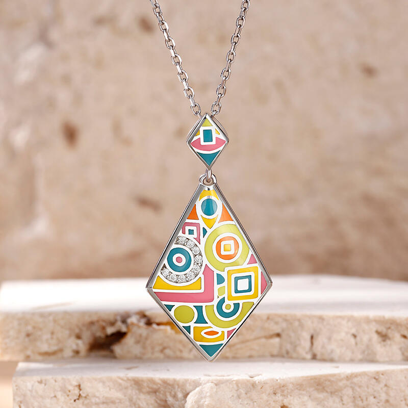 Jeulia "Math Game" Enamel Sterling Silver Jewelry Set